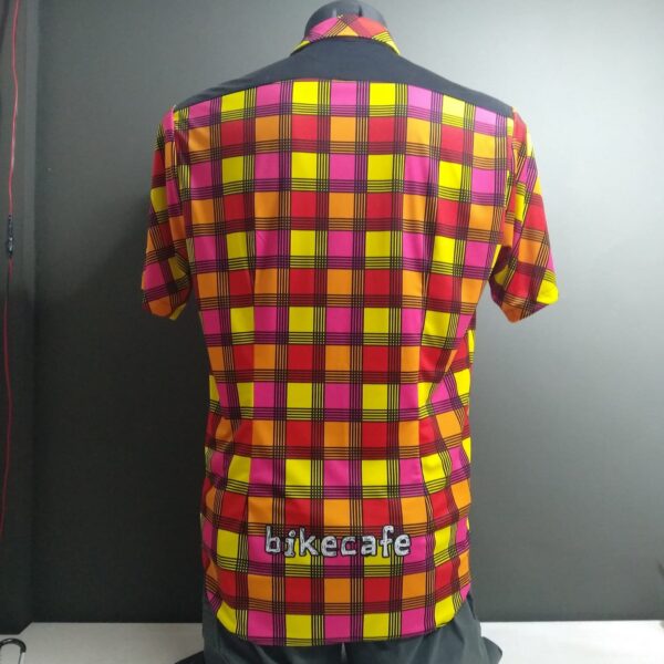 Camicia manica corta a quadri personalizzata Bikecafe by Biciclista - immagine 2